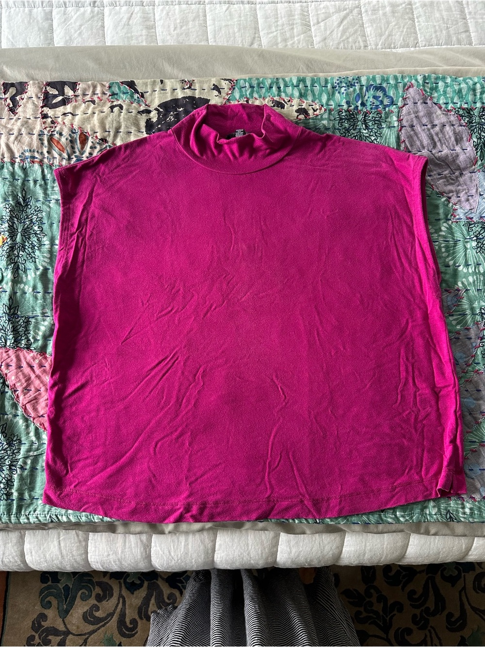 Eileen Fisher Bright Fuchsia Sleeveless Mock Neck Tank